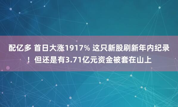 配亿多 首日大涨1917% 这只新股刷新年内纪录！但还是有3.71亿元资金被套在山上