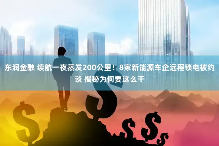 东润金融 续航一夜蒸发200公里！8家新能源车企远程锁电被约谈 揭秘为何要这么干